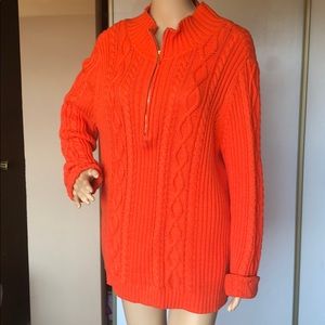 Chaps bright orange cable sweater. Size 1X. Plz read description
